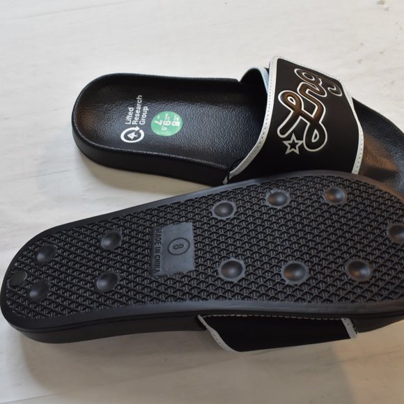 LRG Lifted Research Group Mens Slides Sandal Shoes Black/White Cursive New 8 - Picture 4 of 7